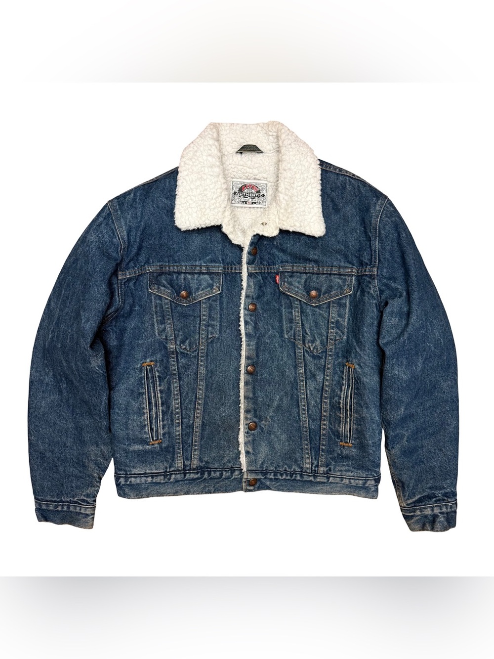 Vintage 80s Levi’s 70608 Denim Sherpa Trucker Jacket Made In USA Size Medium 40